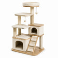 Árbol para gatos de madera y poliéster beige con rascadores de sisal