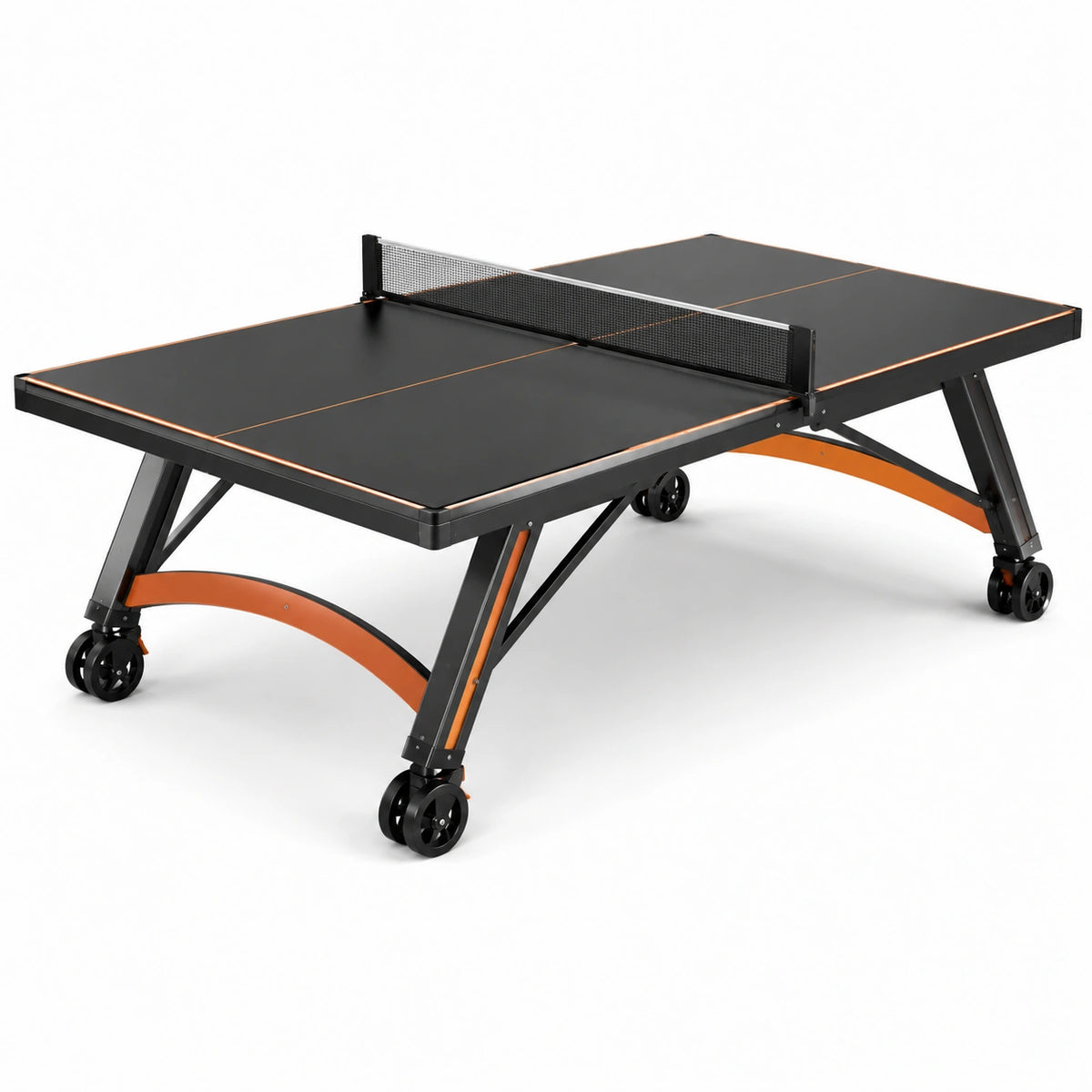 Mesa de ping-pong madera con ruedas y red negra