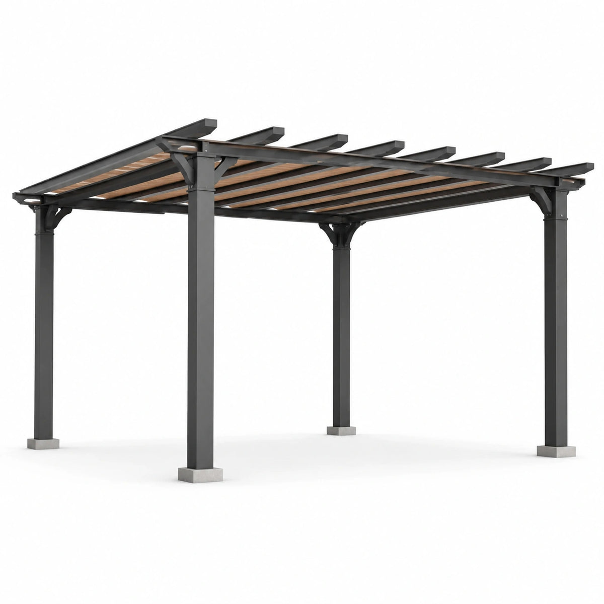 Pérgola de metal y madera 300 cm x 250 cm x 250 cm