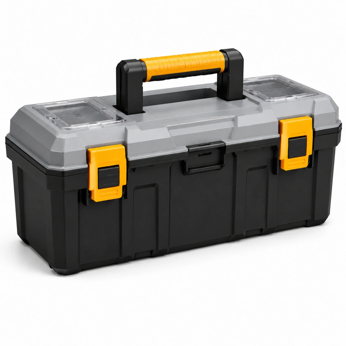 Caja de herramientas de plástico con cierres de seguridad de 52 cm negro y amarillo