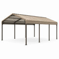 Cochera de Acero Galvanizado con Paneles de Policarbonato Beige 6x3m