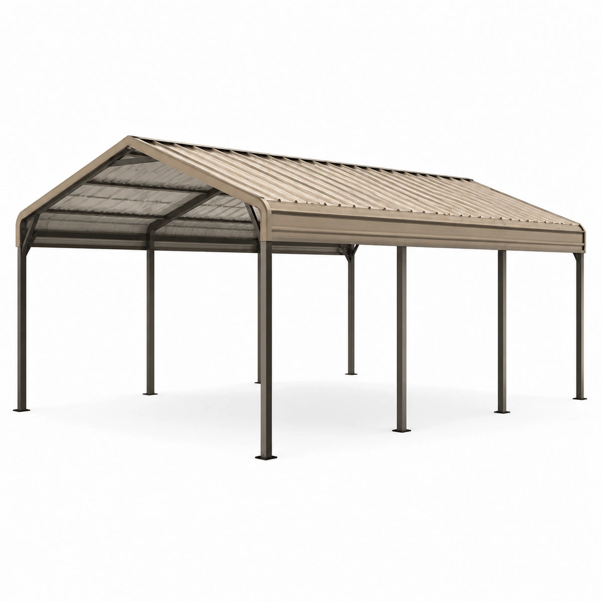 Cochera de Acero Galvanizado con Paneles de Policarbonato Beige 6x3m