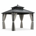Pabellón de Aluminio Negro con Cortinas de Poliéster Beige 300x400x250 cm