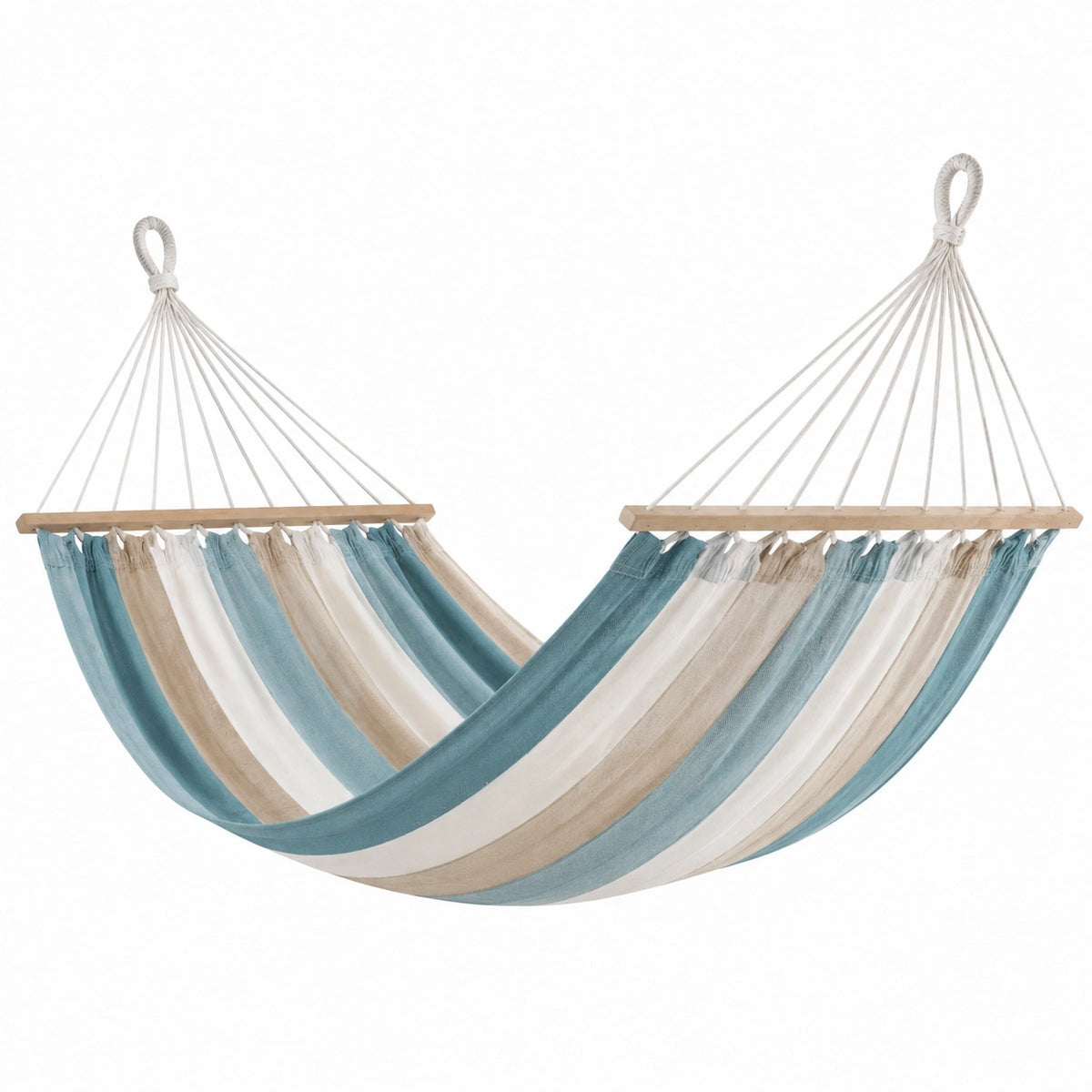 Hamaca de Algodón Rayas Azul Beige 200x150 cm